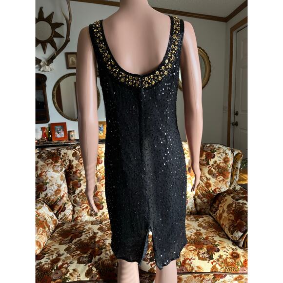 Mark & John by B2 Black Beaded Silk Cocktail Dress - Picture 5 of 9